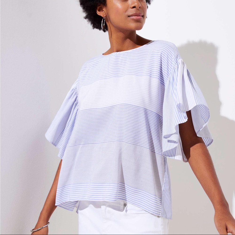 Striped Button Back Swing Top